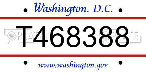 T468388 District Of Columbia License Plate