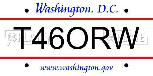 T46ORW District Of Columbia License Plate
