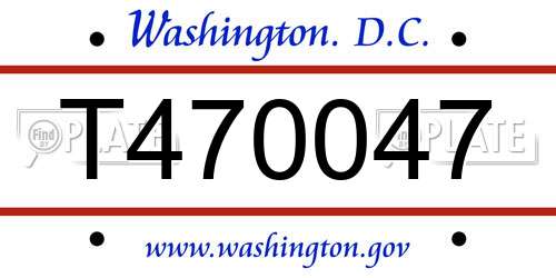 T470047 District Of Columbia License Plate