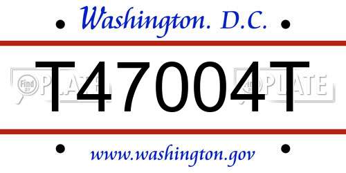 T47004T District Of Columbia License Plate