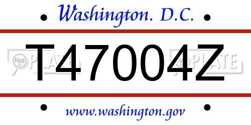 T47004Z District Of Columbia License Plate