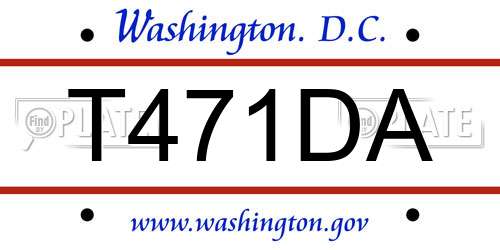 T471DA District Of Columbia License Plate