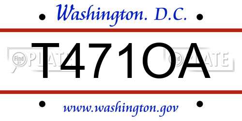 T471OA District Of Columbia License Plate