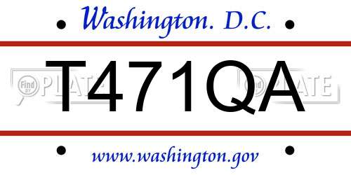 T471QA District Of Columbia License Plate