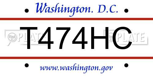 T474HC District Of Columbia License Plate