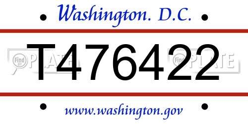 T476422 District Of Columbia License Plate