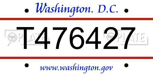 T476427 District Of Columbia License Plate