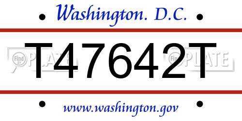 T47642T District Of Columbia License Plate