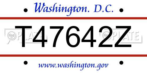 T47642Z District Of Columbia License Plate