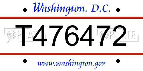 T476472 District Of Columbia License Plate