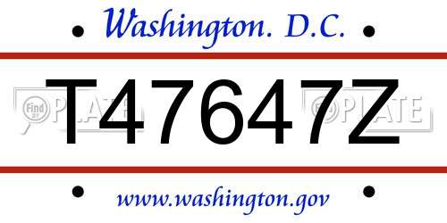 T47647Z District Of Columbia License Plate