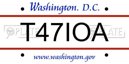 T47IOA District Of Columbia License Plate