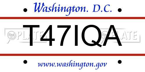 T47IQA District Of Columbia License Plate