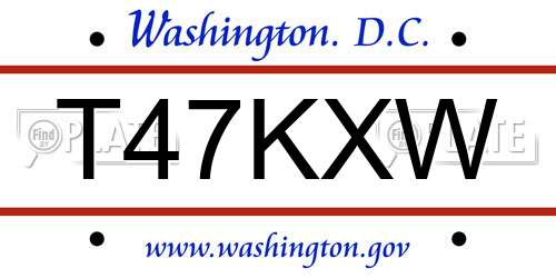 T47KXW District Of Columbia License Plate
