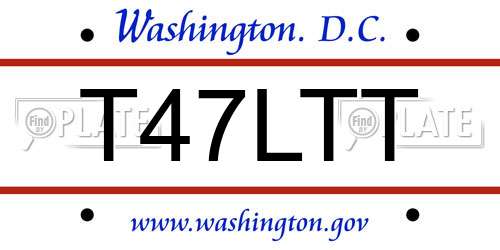 T47LTT District Of Columbia License Plate