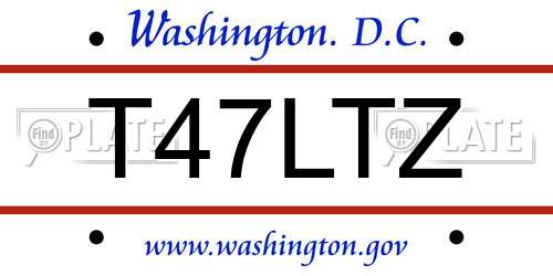 T47LTZ District Of Columbia License Plate