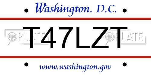 T47LZT District Of Columbia License Plate