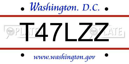T47LZZ District Of Columbia License Plate