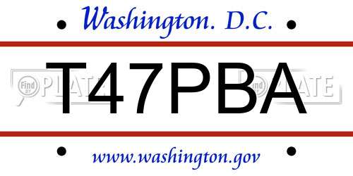 T47PBA District Of Columbia License Plate