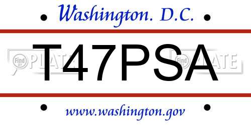 T47PSA District Of Columbia License Plate