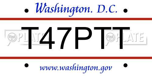 T47PTT District Of Columbia License Plate