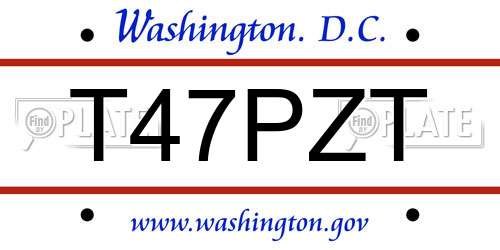 T47PZT District Of Columbia License Plate