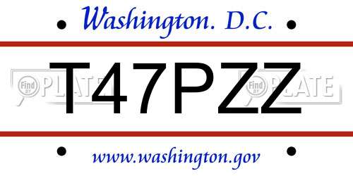 T47PZZ District Of Columbia License Plate