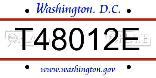 T48012E District Of Columbia License Plate