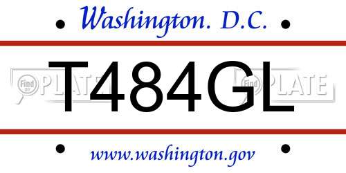 T484GL District Of Columbia License Plate