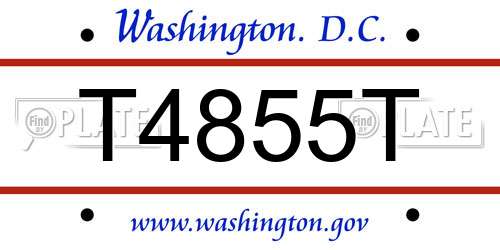 T4855T District Of Columbia License Plate