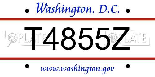 T4855Z District Of Columbia License Plate