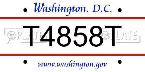 T4858T District Of Columbia License Plate