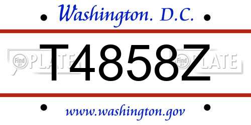 T4858Z District Of Columbia License Plate