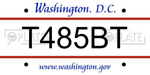 T485BT District Of Columbia License Plate