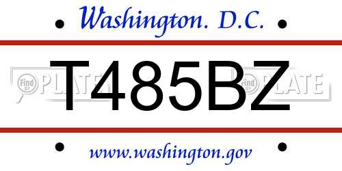 T485BZ District Of Columbia License Plate