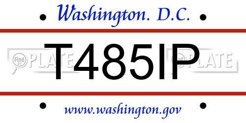 T485IP District Of Columbia License Plate