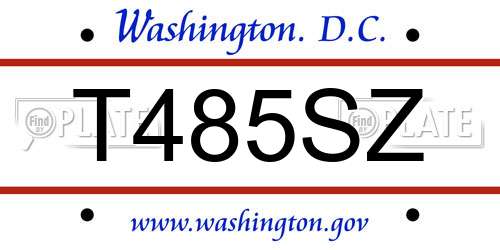 T485SZ District Of Columbia License Plate