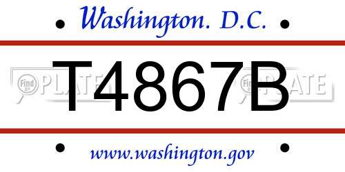 T4867B District Of Columbia License Plate