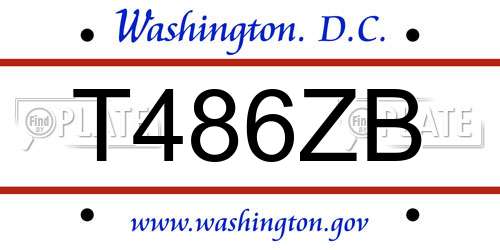 T486ZB District Of Columbia License Plate