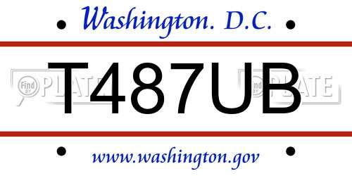 T487UB District Of Columbia License Plate