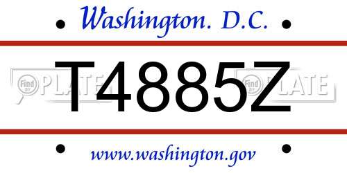 T4885Z District Of Columbia License Plate