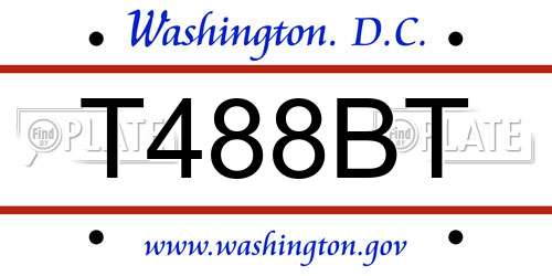 T488BT District Of Columbia License Plate