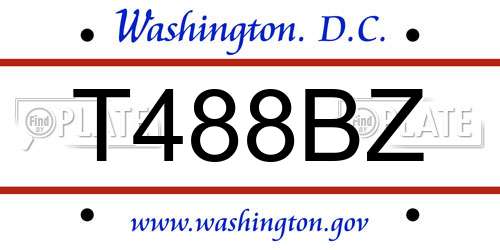 T488BZ District Of Columbia License Plate