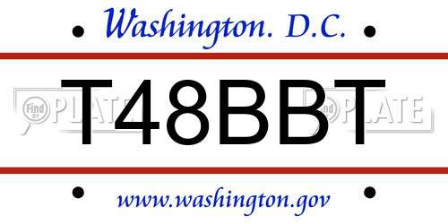 T48BBT District Of Columbia License Plate