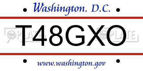 T48GXO District Of Columbia License Plate