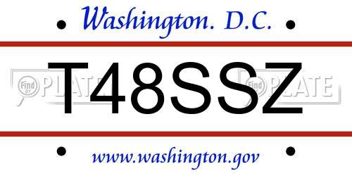 T48SSZ District Of Columbia License Plate