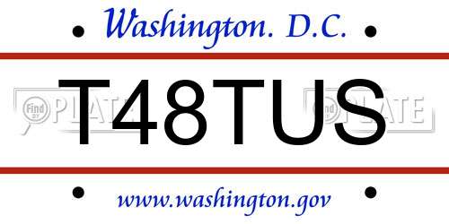T48TUS District Of Columbia License Plate