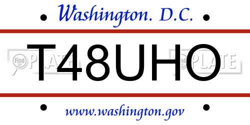 T48UHO District Of Columbia License Plate