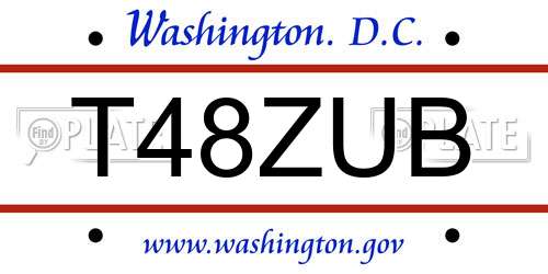 T48ZUB District Of Columbia License Plate