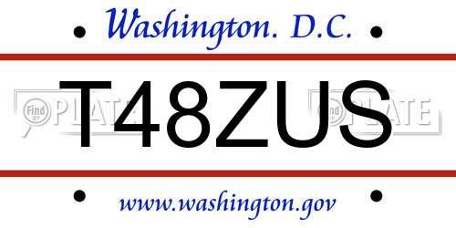 T48ZUS District Of Columbia License Plate